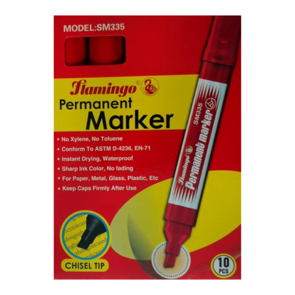 FLAMINGO PERMANENT MARKER CHISEL RED